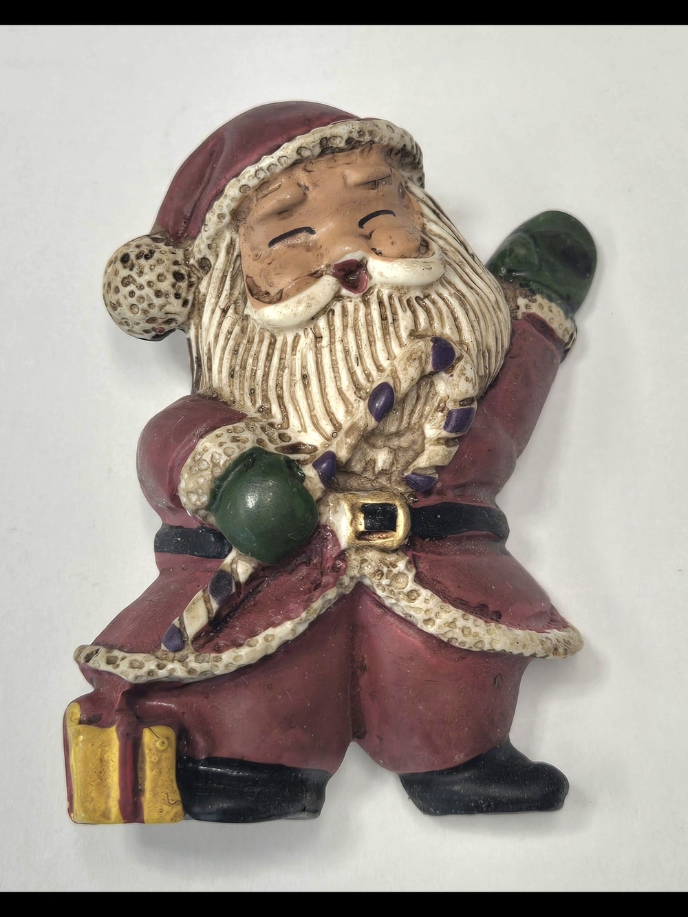 Vintage-Inspired Red Santa Brooch  Green Accents